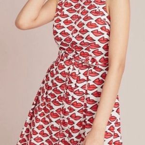 Ann Howell Bullard x Anthropologie Lips Smooched Shirt Dress Sz 2